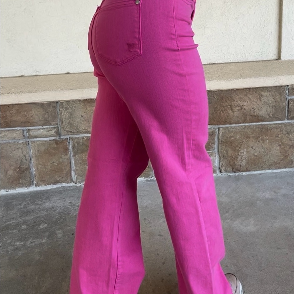 Bright Pink High-Waisted Jeans